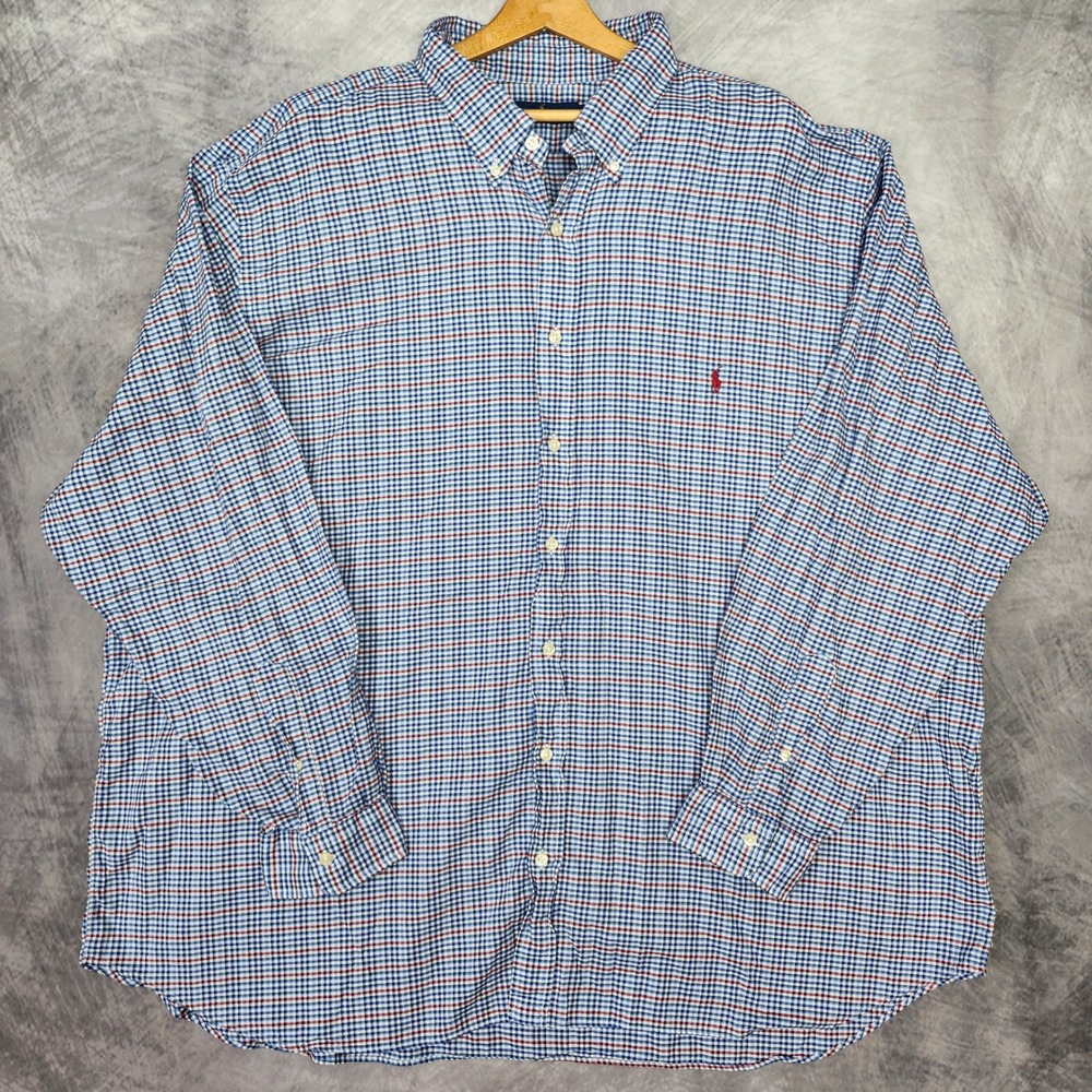 Polo Ralph Lauren Button Down Shirt Mens 4XB Big & Tall Tattersall Check